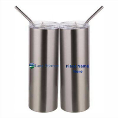 SUB - 20 oz Stainless Silver Skinny Tumbler with Stainless Straw and Lid Thumbnail