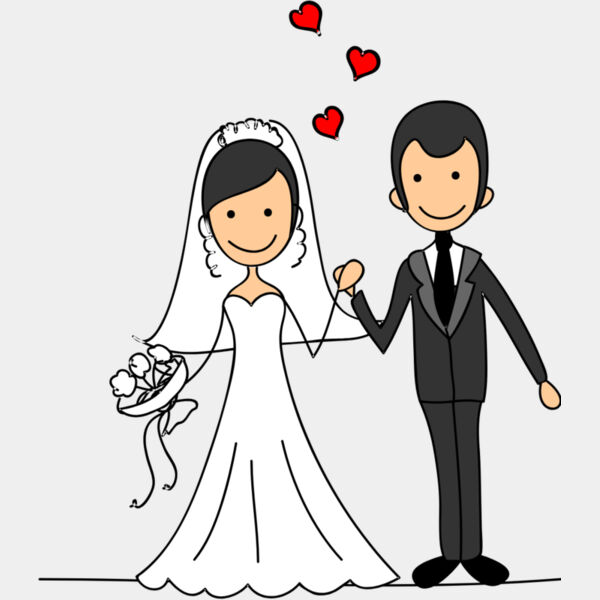 Cartoon Wedding Groom Bride Holding Hands 6 Thumbnail